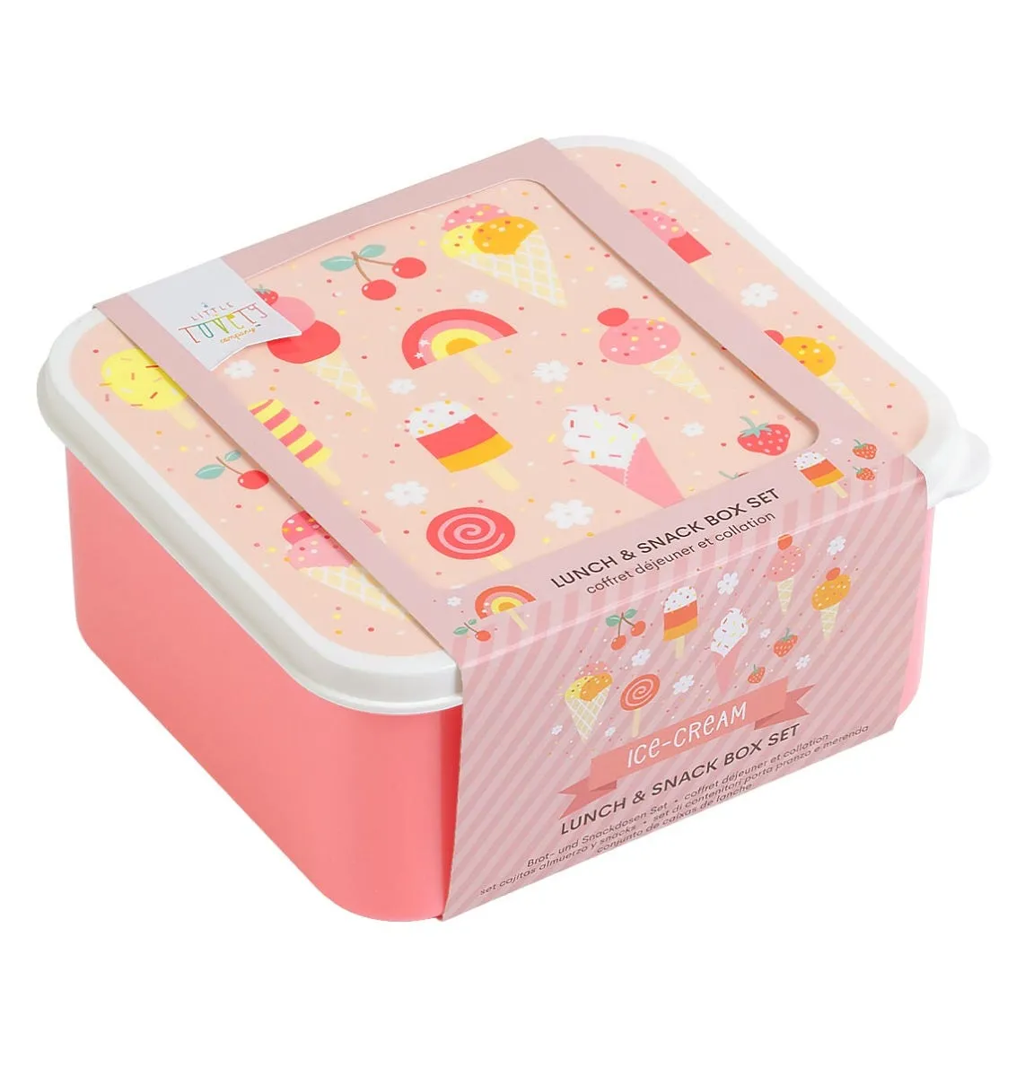 A Little Lovely Company Ijsjes lunchbox set 4-delig roze