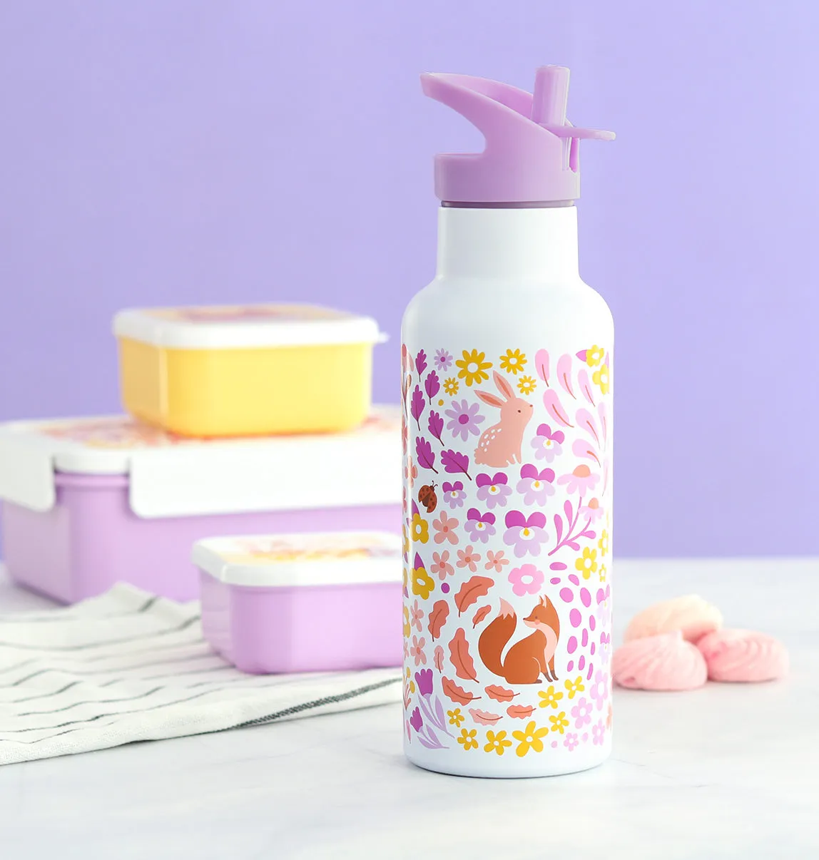 A Little Lovely Company Bloementuin XL RVS drinkfles 500 ml
