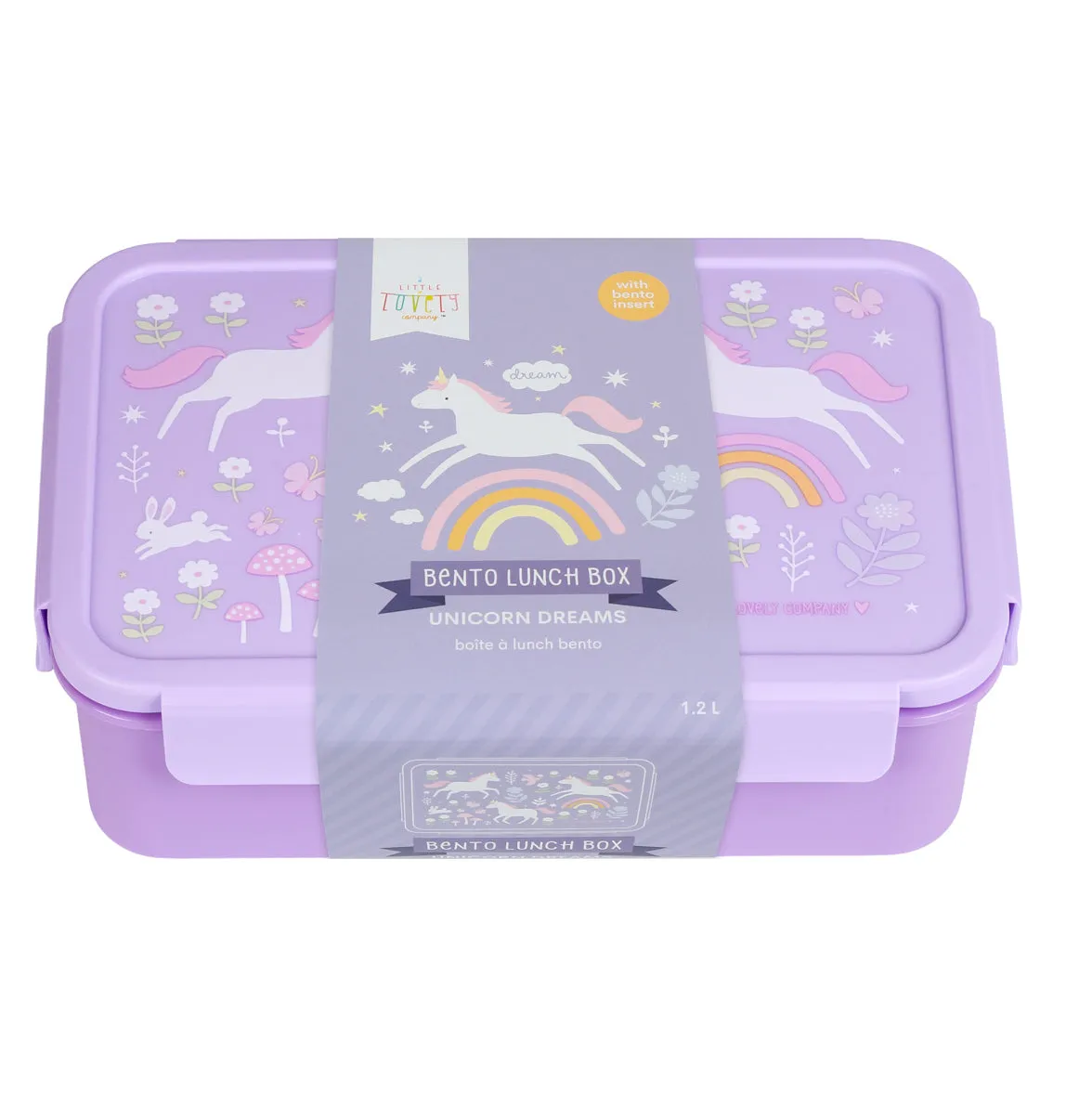 A Little Lovely Company Unicorn Dreams bento lunchbox paars