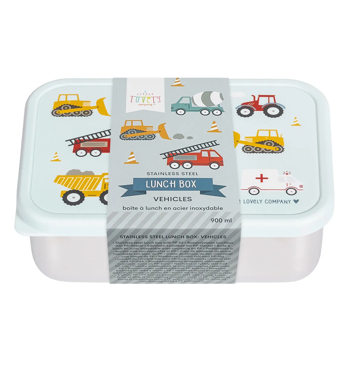 A Little Lovely Company Voertuigen RVS lunchbox lichtgewicht