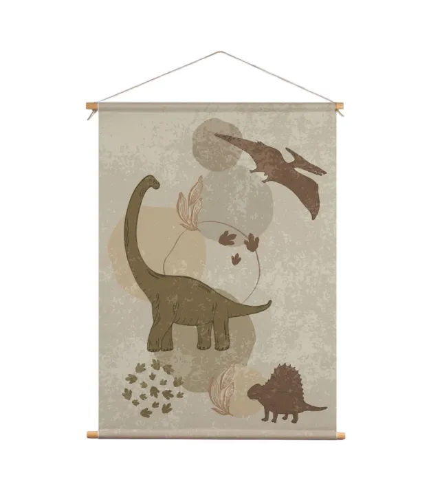 Little Amour Dino textiel poster 30x42 cm zandbruin
