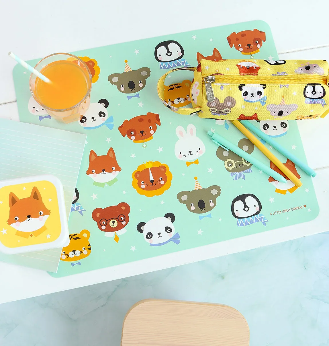 A Little Lovely Company Dierenvriendjes placemat groen vinyl antislip