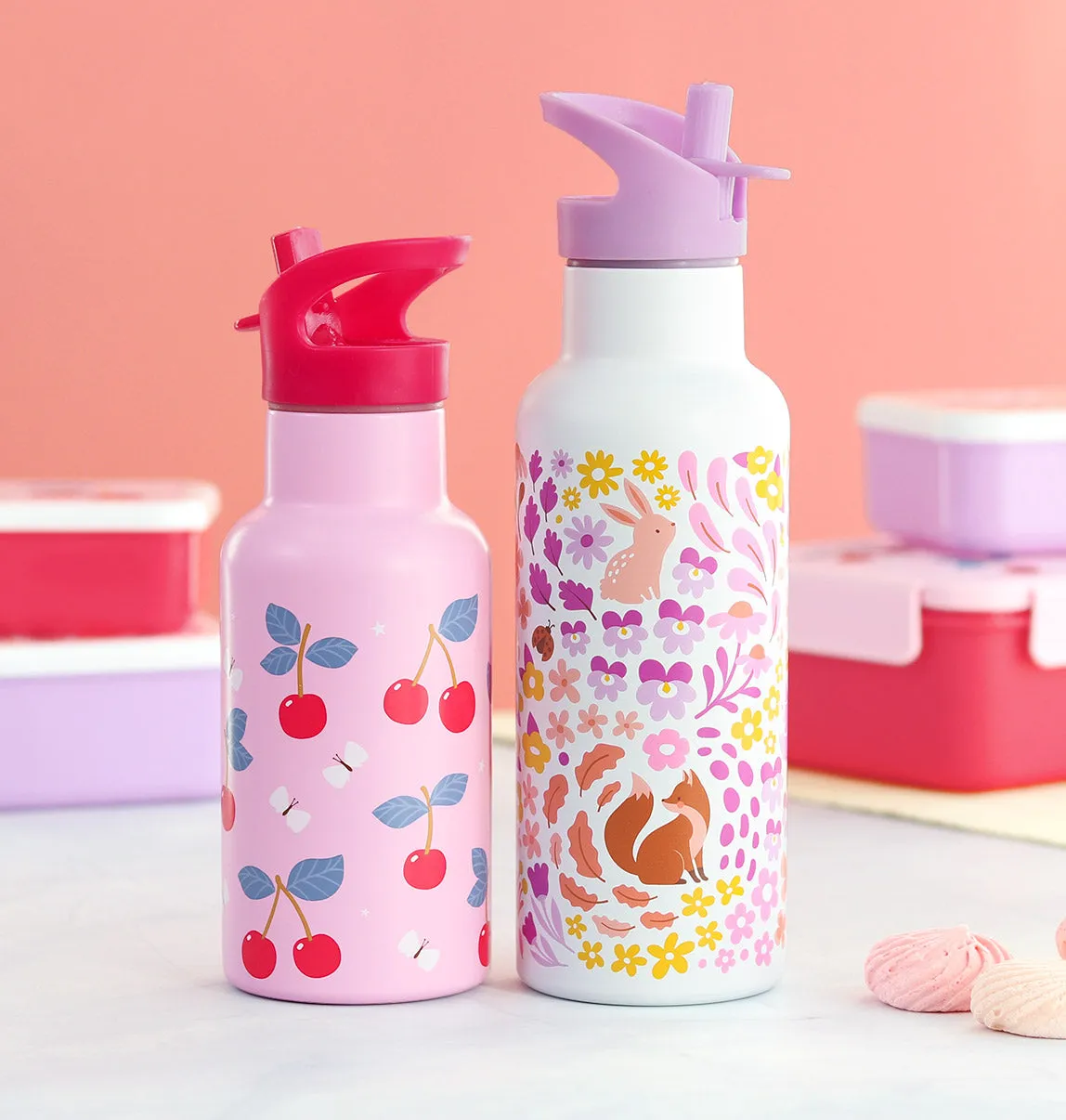 A Little Lovely Company Bloementuin XL RVS drinkfles 500 ml