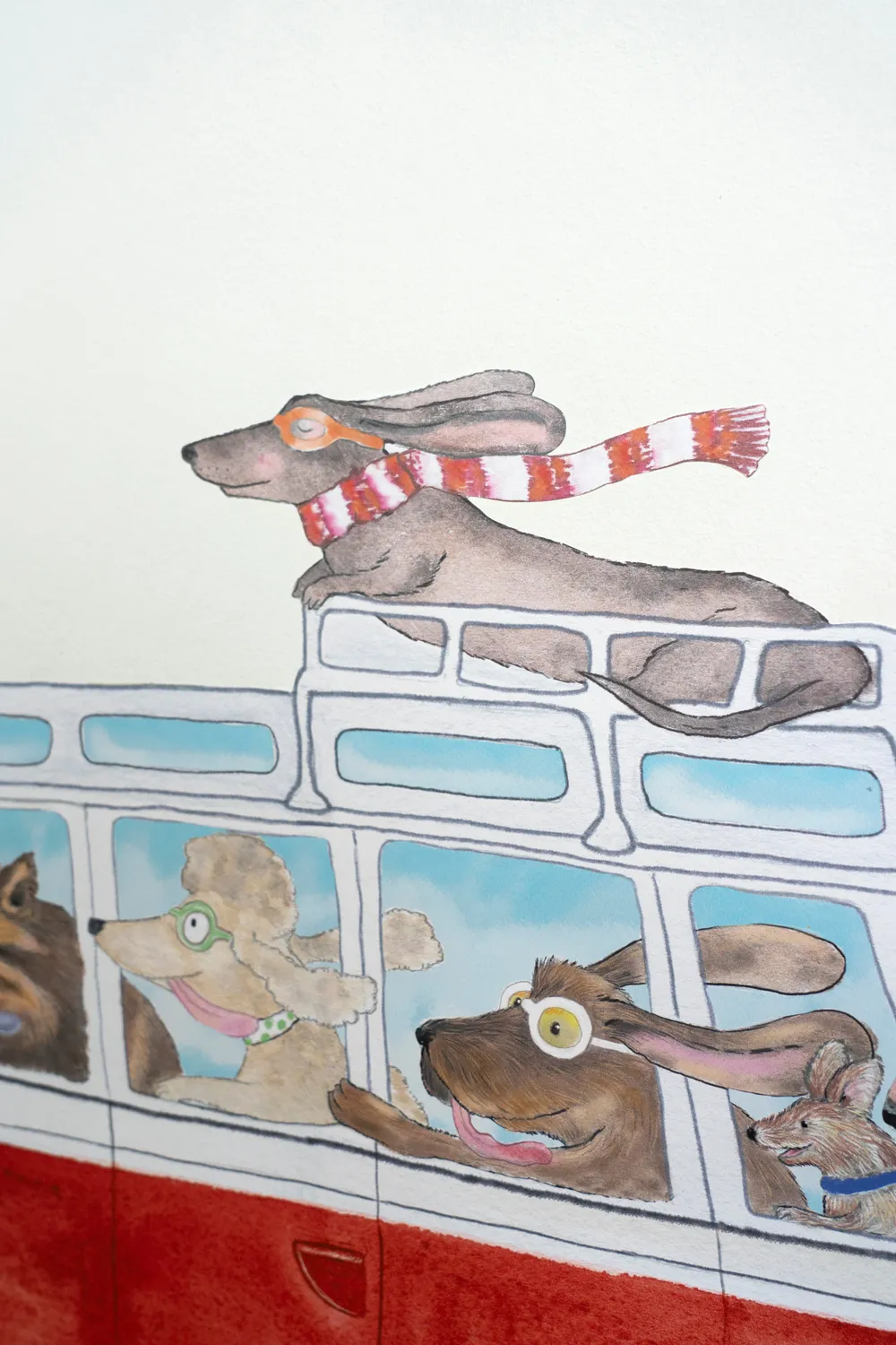 Hartendief Rode Camper muursticker 66x48 cm retro