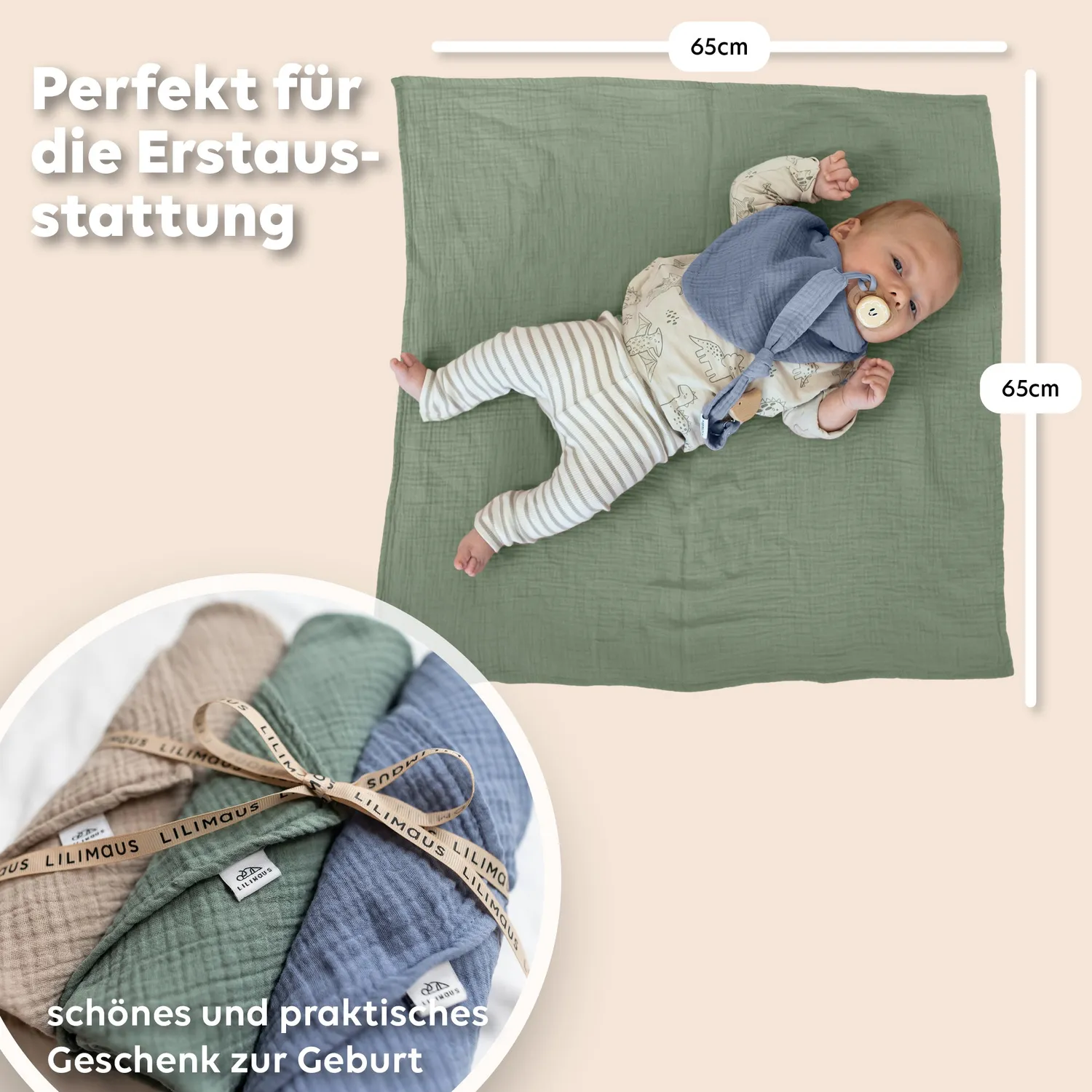 Lilimaus Baby startset musselin spuugdoek slab