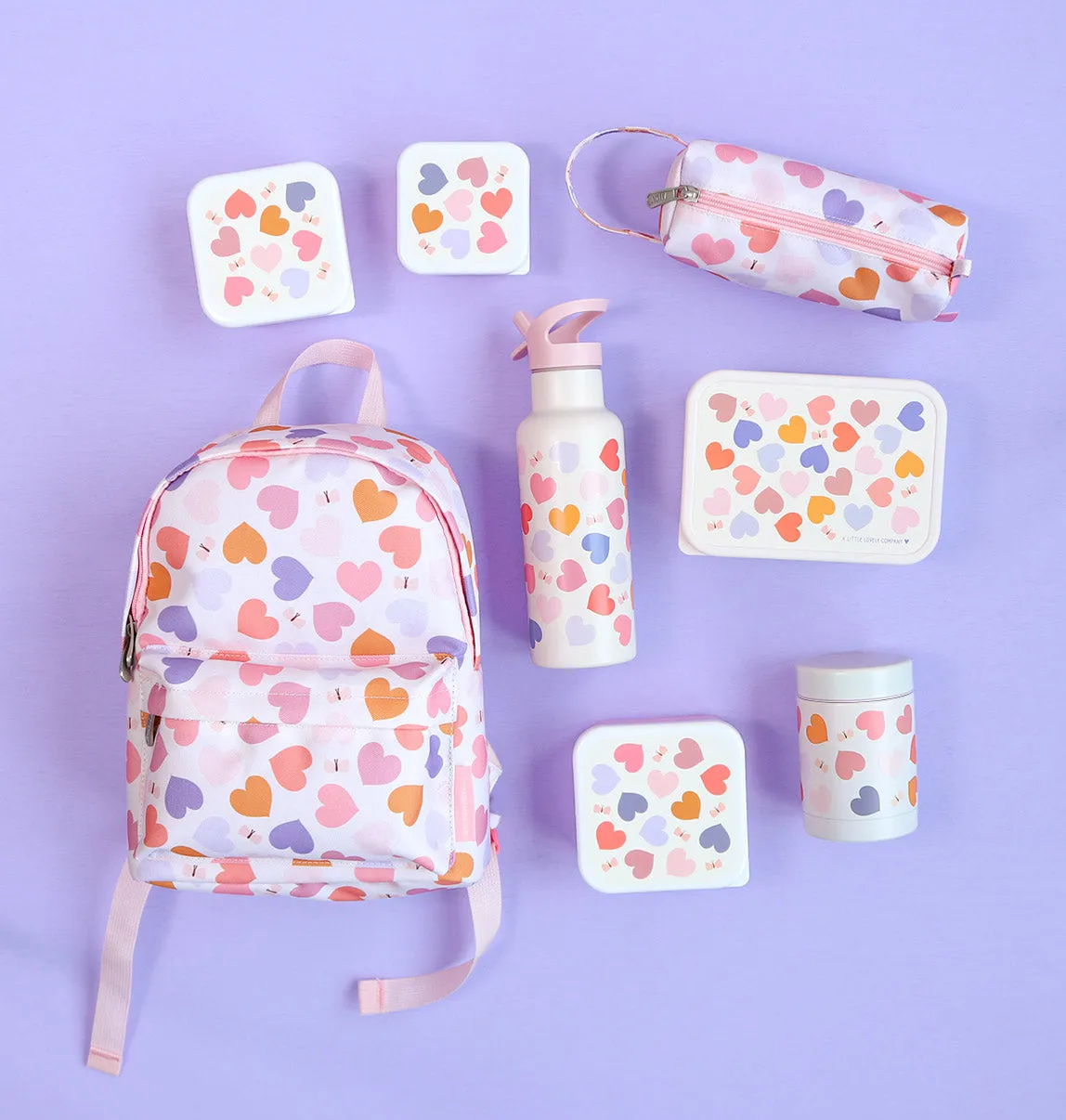 A Little Lovely Company Hartjes RVS lunchbox licht