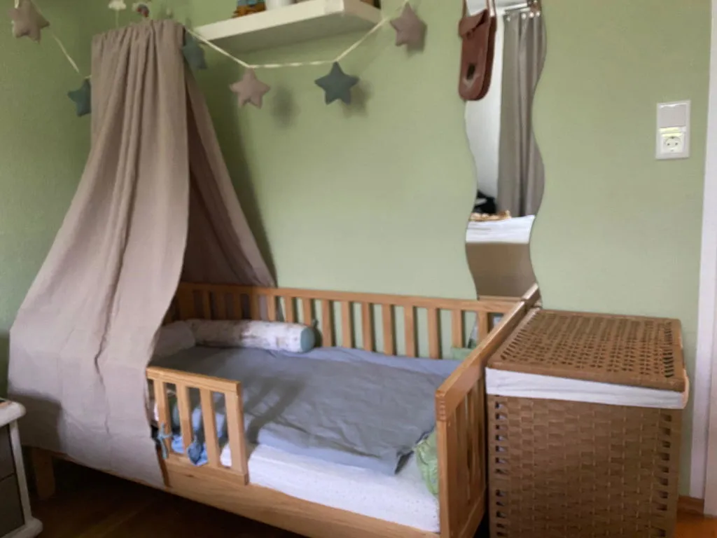 Lilimaus Babybett Himmel Musselin babyhemel wit met stok
