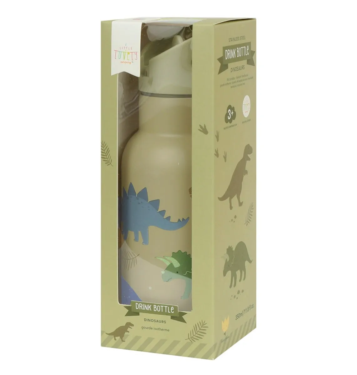 A Little Lovely Company Dinosaurussen RVS drinkfles 350 ml