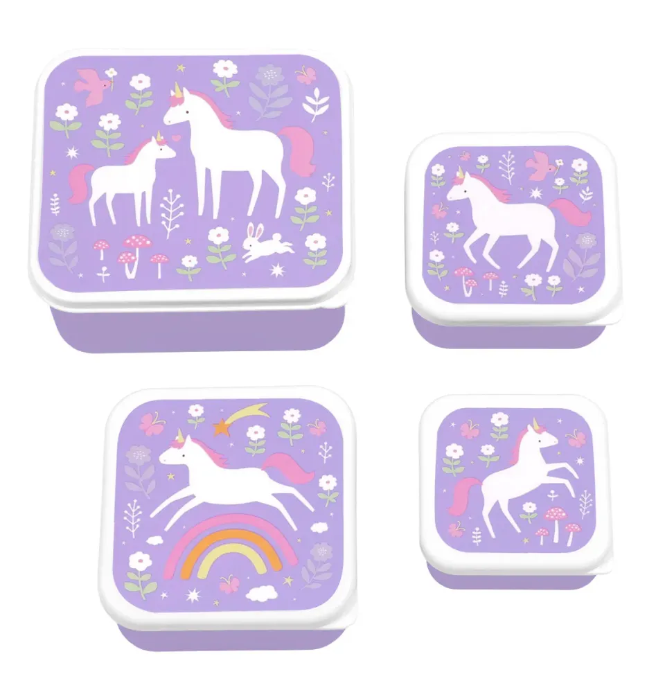 A Little Lovely Company Unicorn Dreams lunch snackbox set 4-delig
