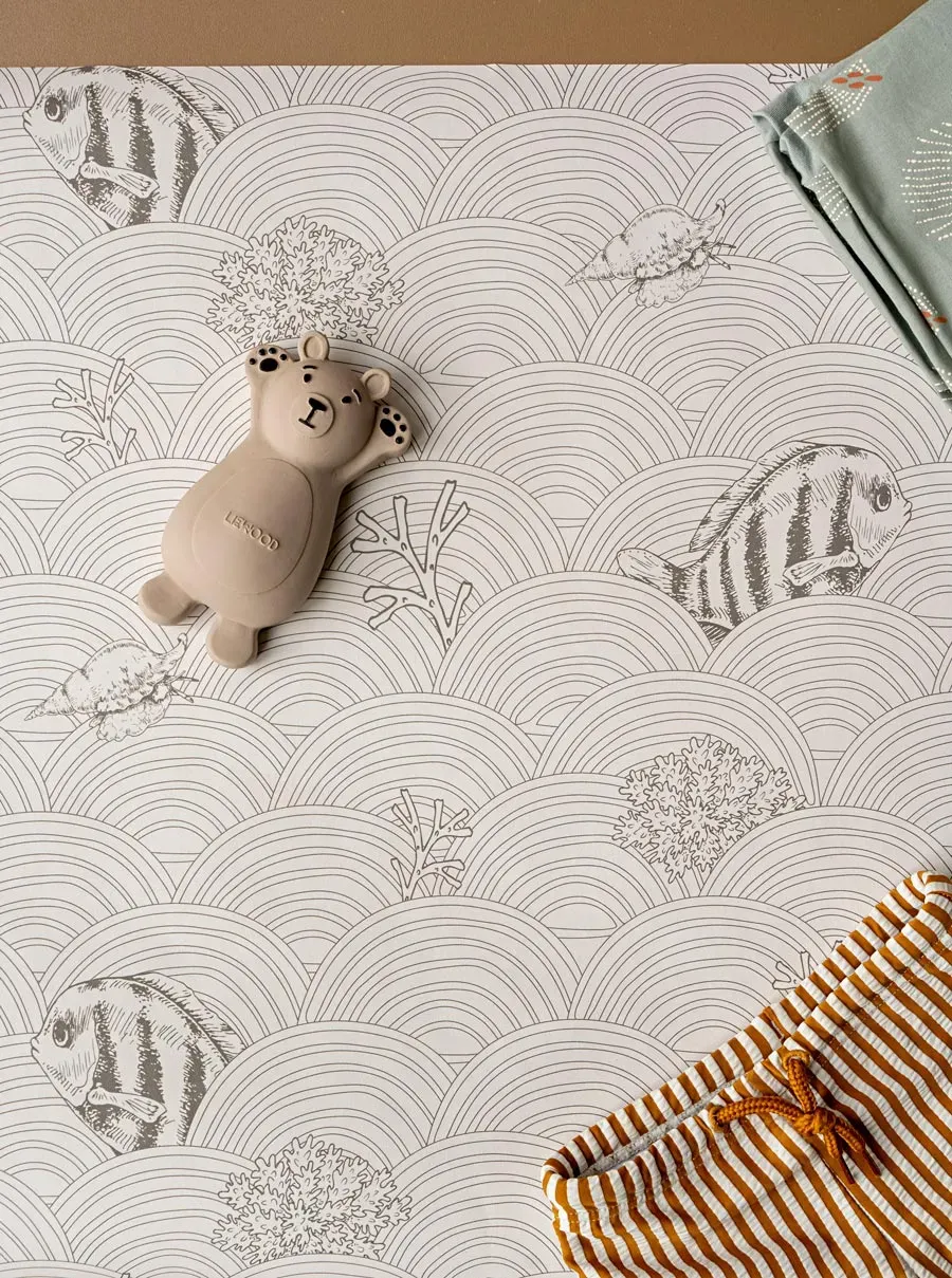 Little Amour Fishy waves behang grijs 1 rol dierenprint