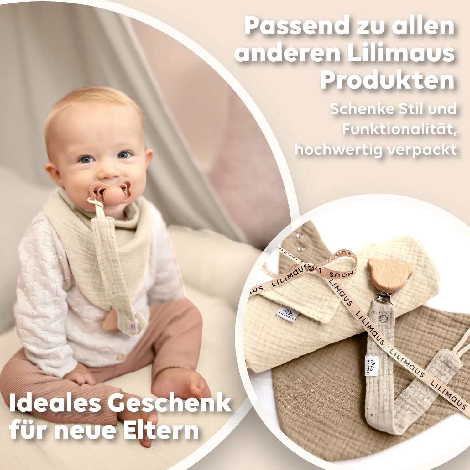 Lilimaus slabbetjes Beigerosa musselin katoen 3 stuks baby