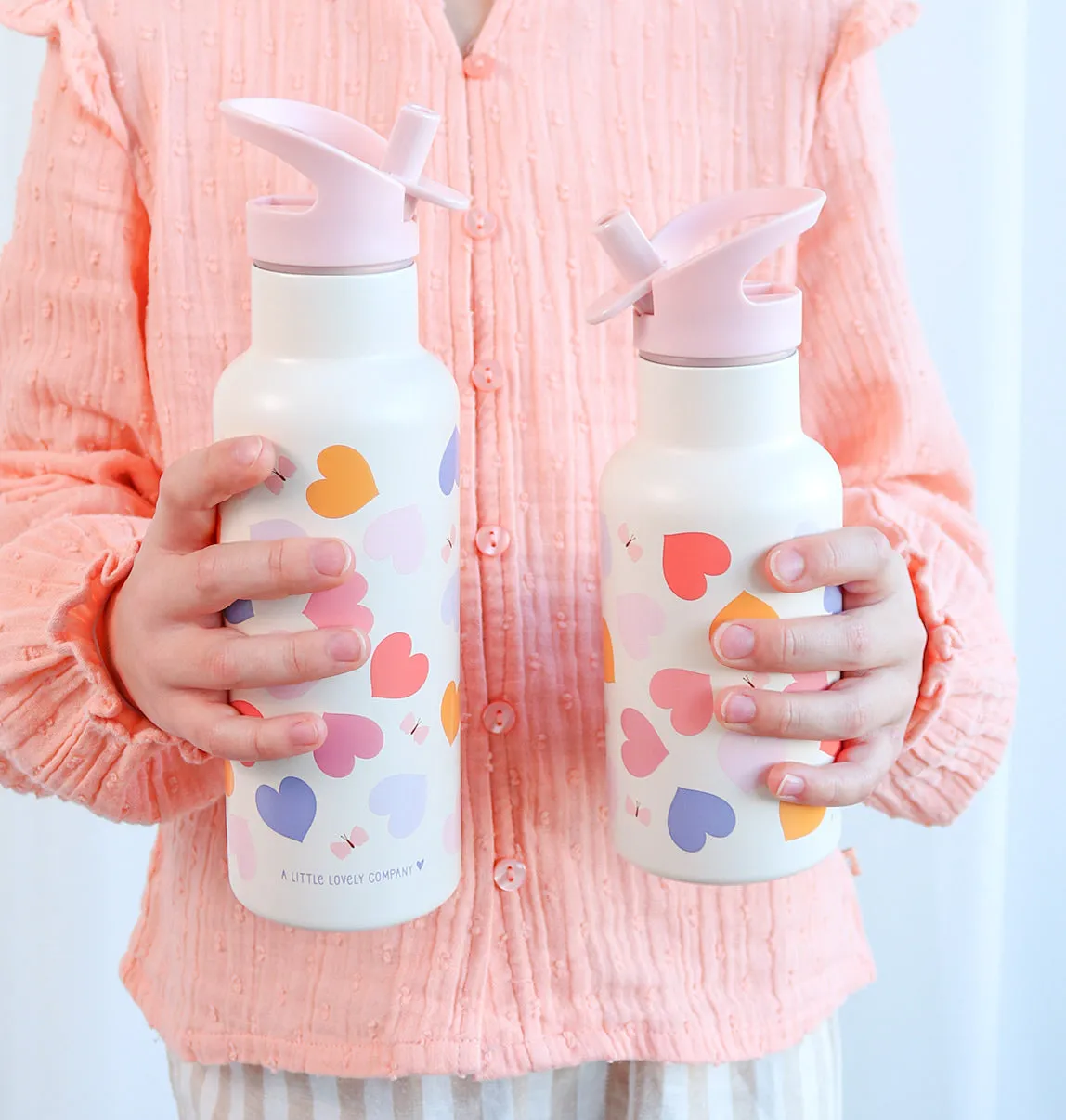 A Little Lovely Company Hartjes XL RVS drinkfles 500 ml