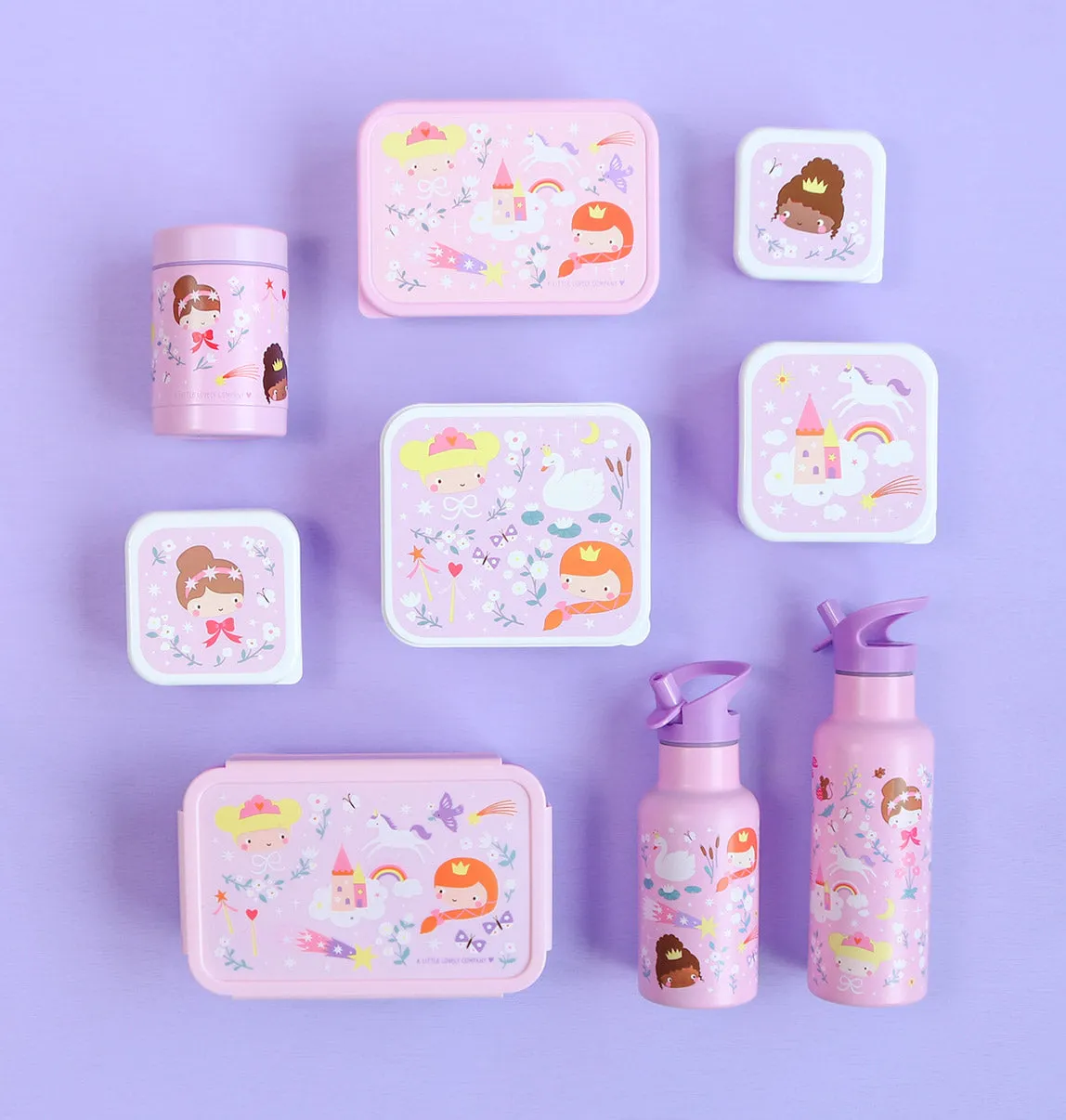 A Little Lovely Company Prinsessen lunchbox RVS lichtgewicht