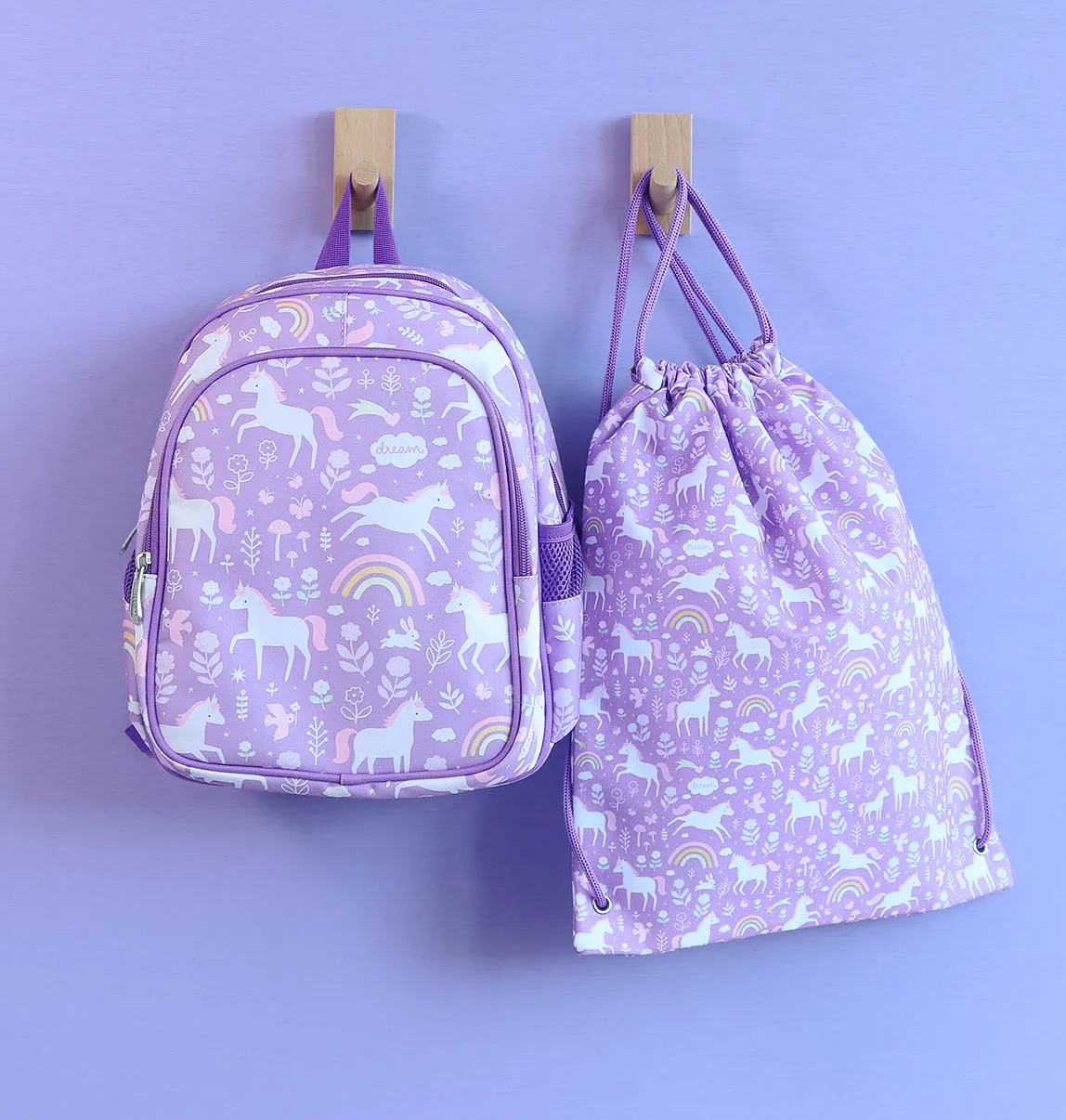 A Little Lovely Company Unicorn Dreams gymtas paars met ritsvak