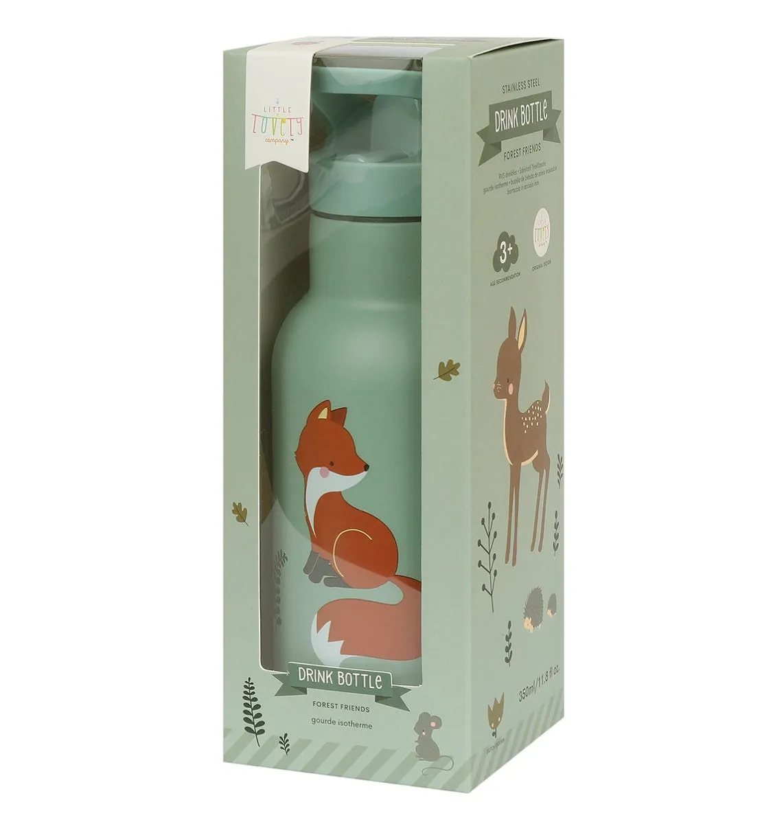 A Little Lovely Company Bosvriendjes RVS drinkfles 350 ml mintgroen