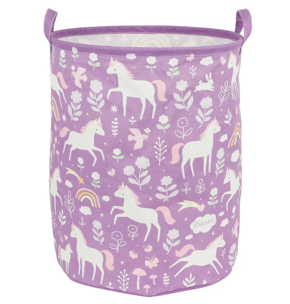 A Little Lovely Company Unicorn Dreams opbergmand katoen paars