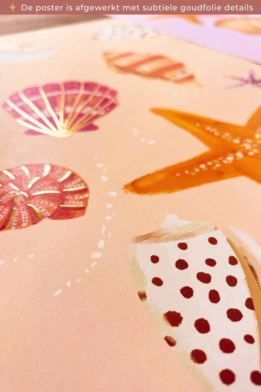 Lori & Cookie Kidsdeco Schelpen & Strand poster 30x40cm goudfolie