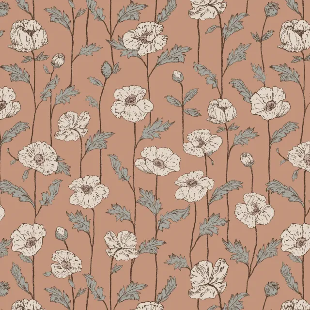 Little Amour Poppy Amour Terra behangstaal terracotta