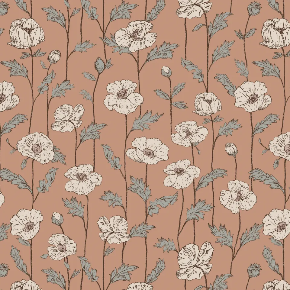 Little Amour Poppy Amour Terra behangstaal terracotta