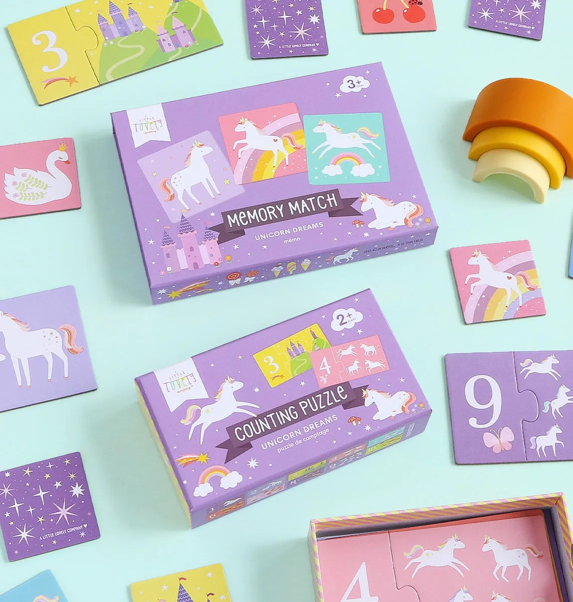 A Little Lovely Company Unicorn Dreams memory spel 15 paren