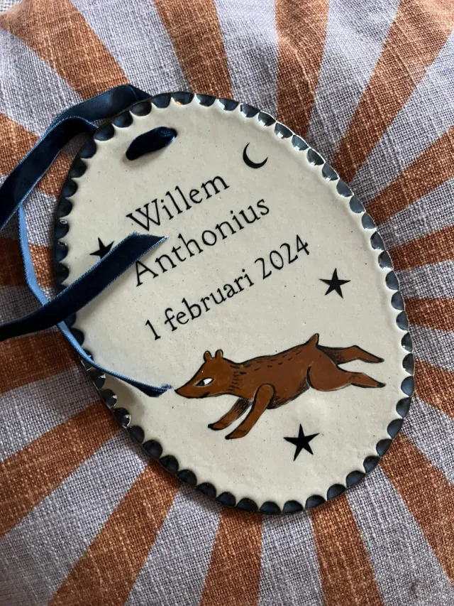 Atelier Fabel Geboortebordje Op Maat Keramiek Ovaal 19,5 cm