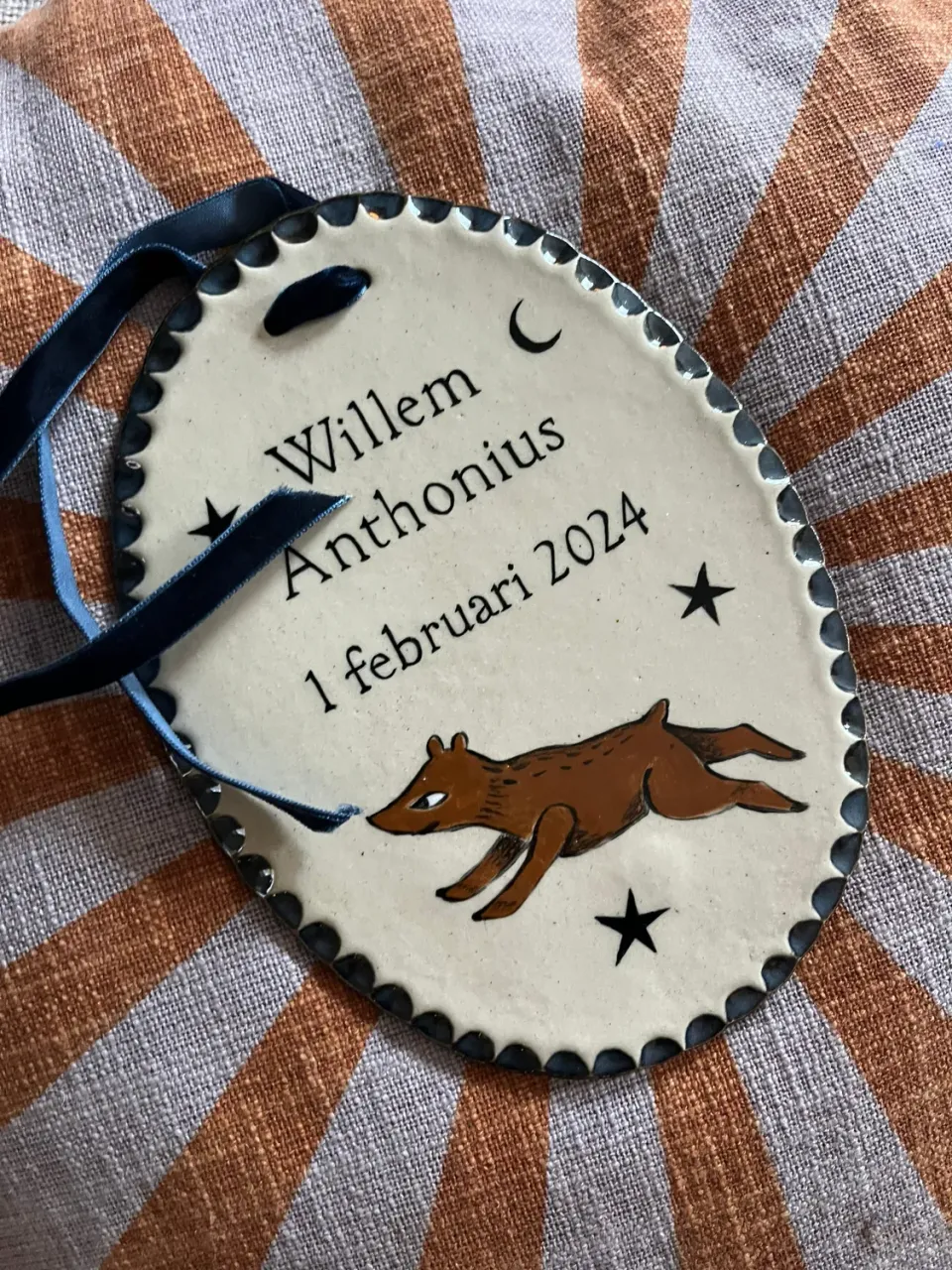 Atelier Fabel Geboortebordje Op Maat Keramiek Ovaal 19,5 cm