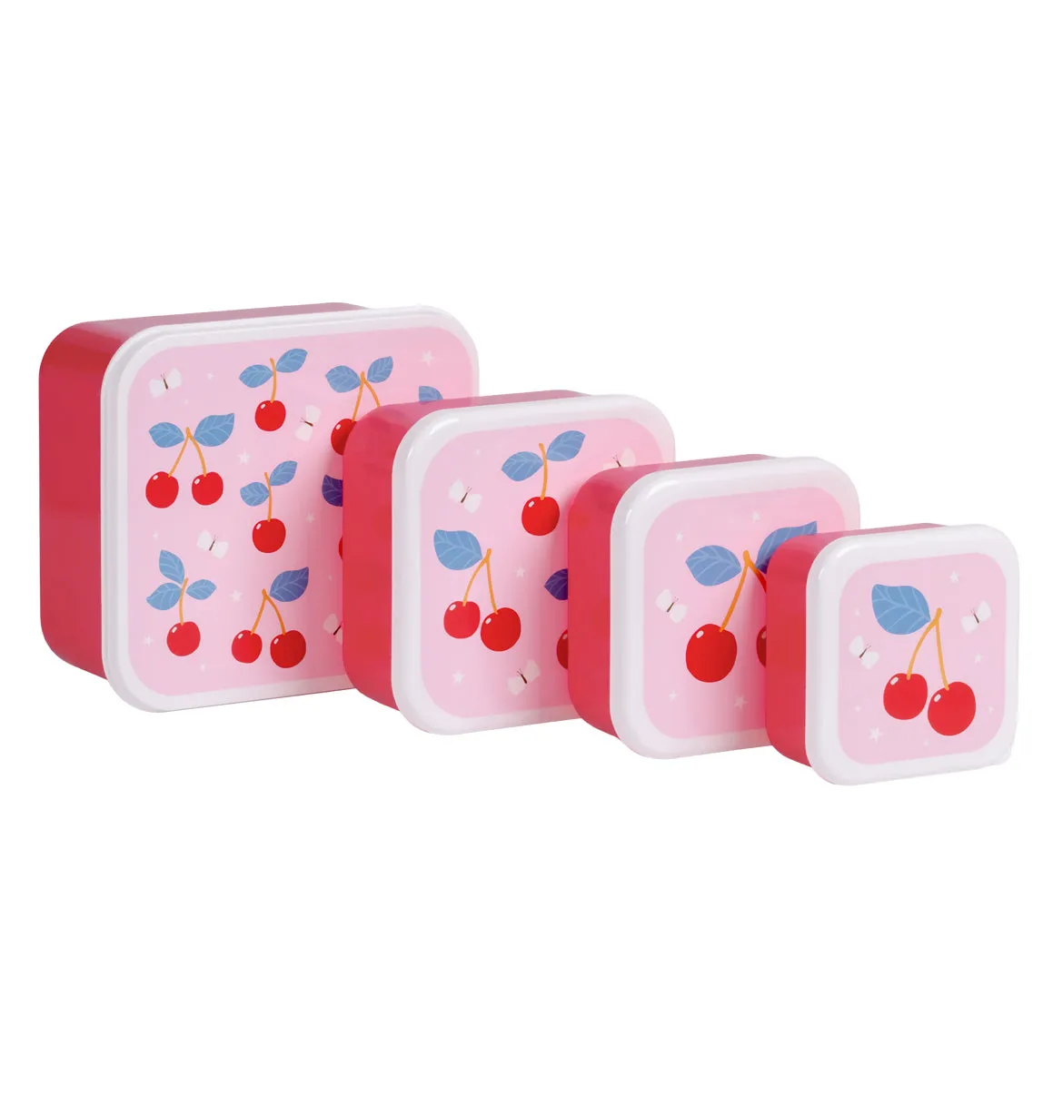 A Little Lovely Company Lunch & snack box set kersen roze 4-delig
