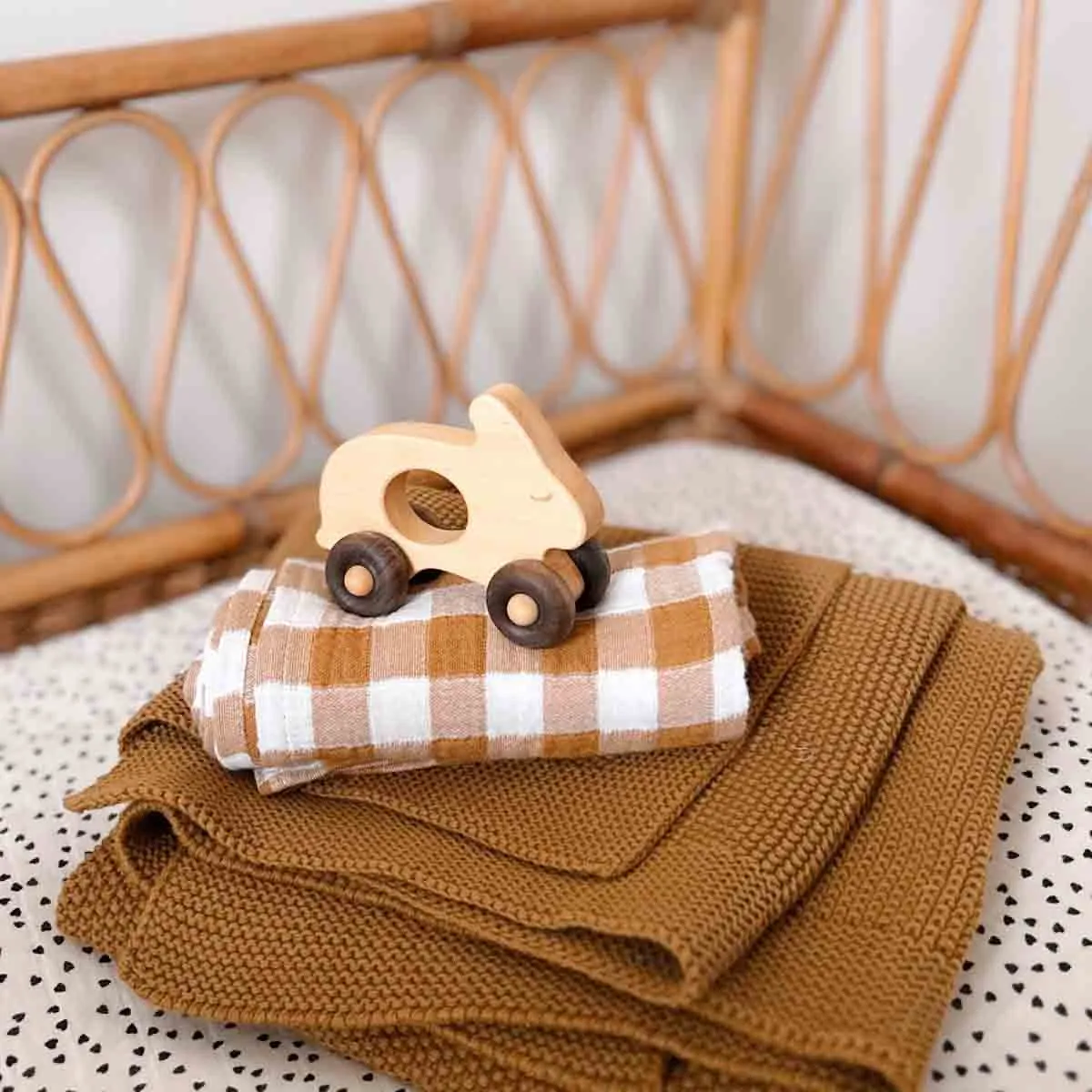 Musje Amsterdam Vichy wikkeldoek Caramel 110x110 katoen