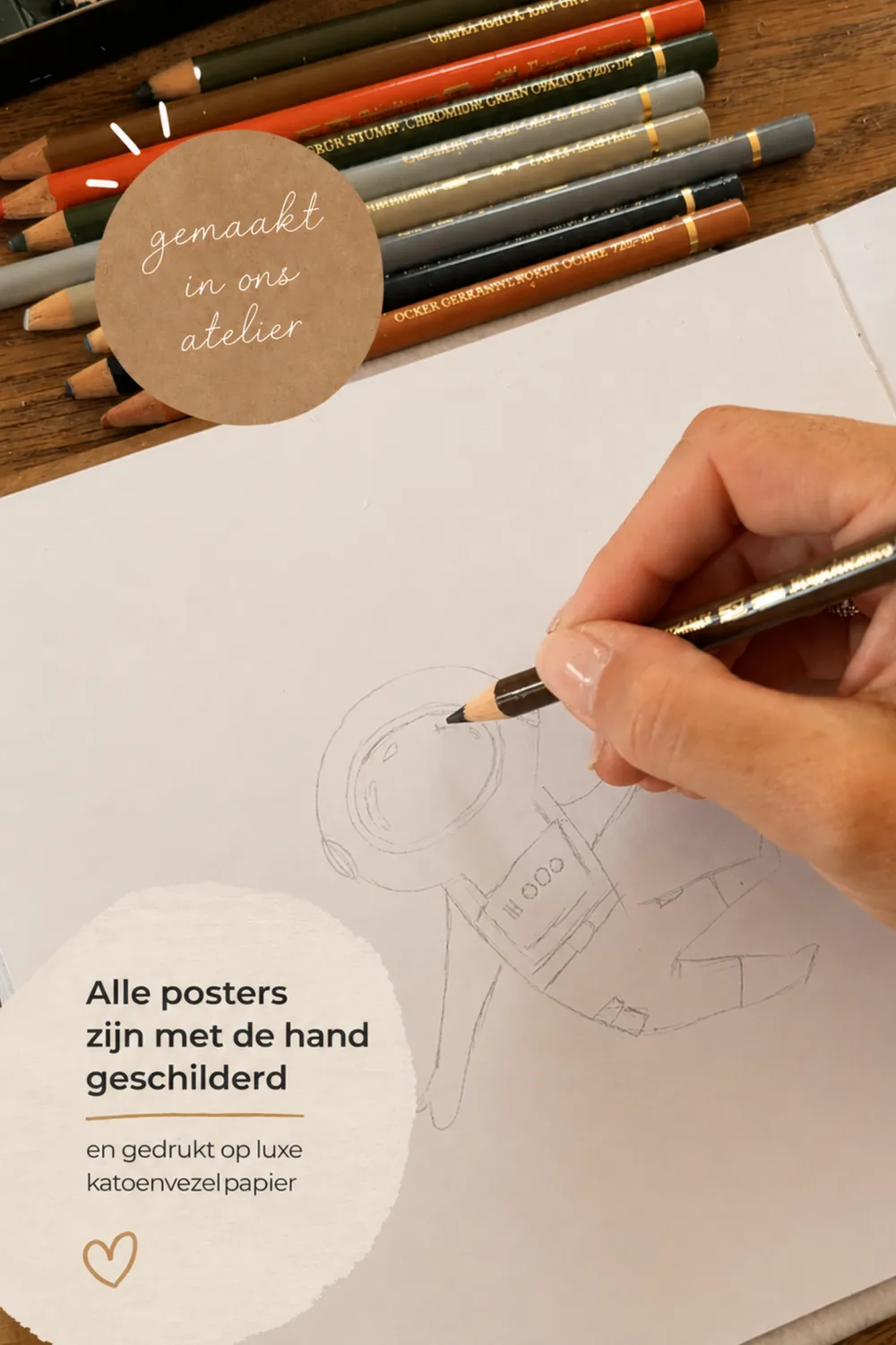 Lori & Cookie Raket poster 15x21 cm goudfolie