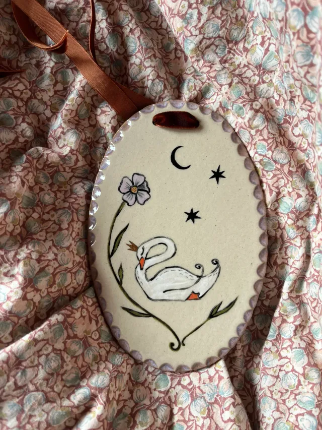 Atelier Fabel Medaillon Zwaan Wanddecoratie Limited 19 cm