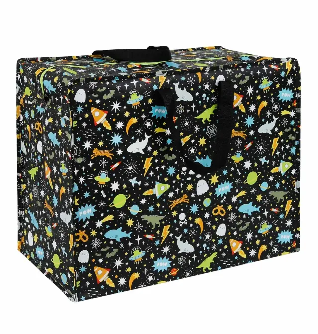 A Little Lovely Company Galaxy XL opbergtas zwart rits