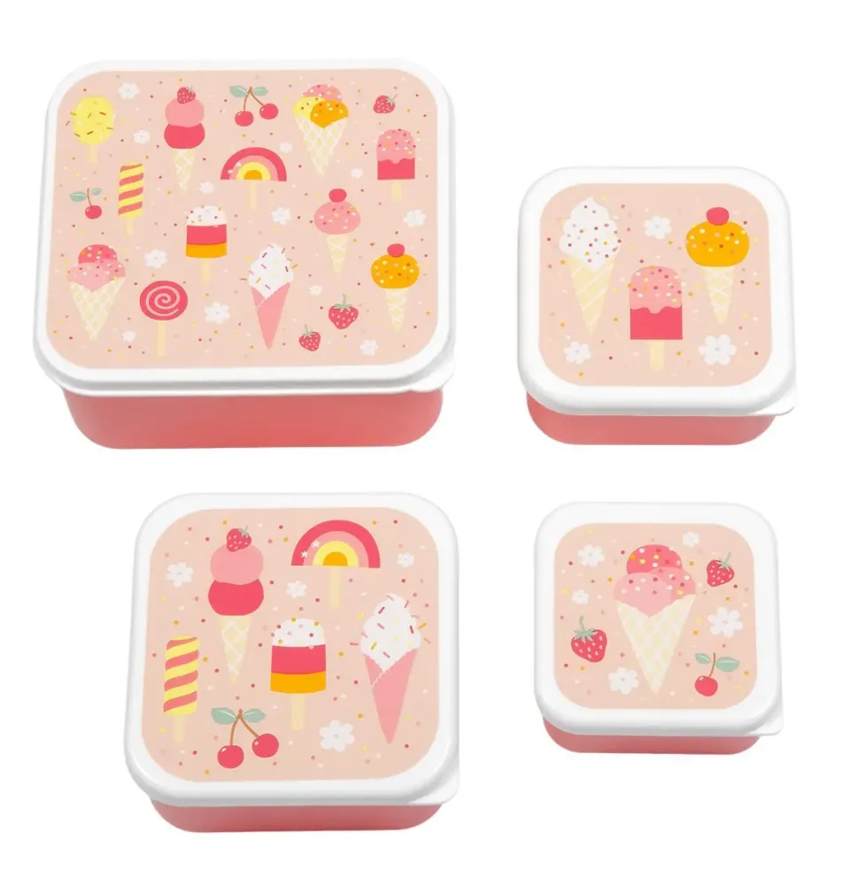 A Little Lovely Company Ijsjes lunchbox set 4-delig roze