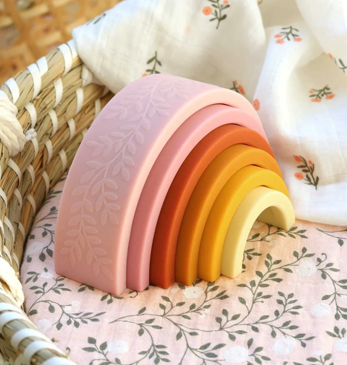A Little Lovely Company Regenboog stapelspeelgoed Sunset siliconen baby
