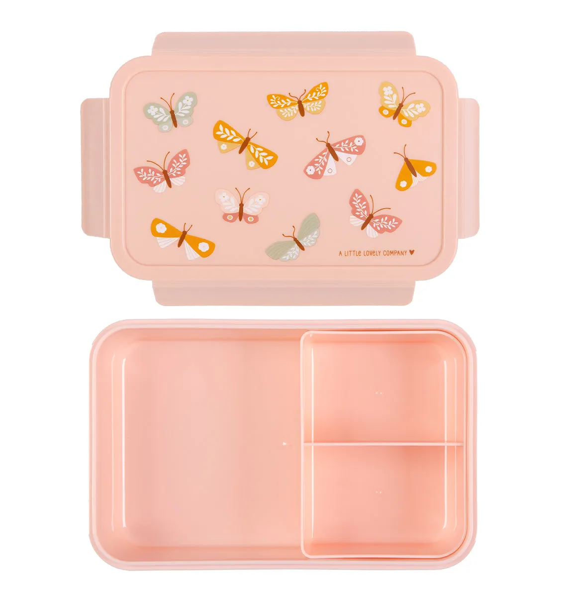 A Little Lovely Company Vlinders bento lunchbox roze met vakjes