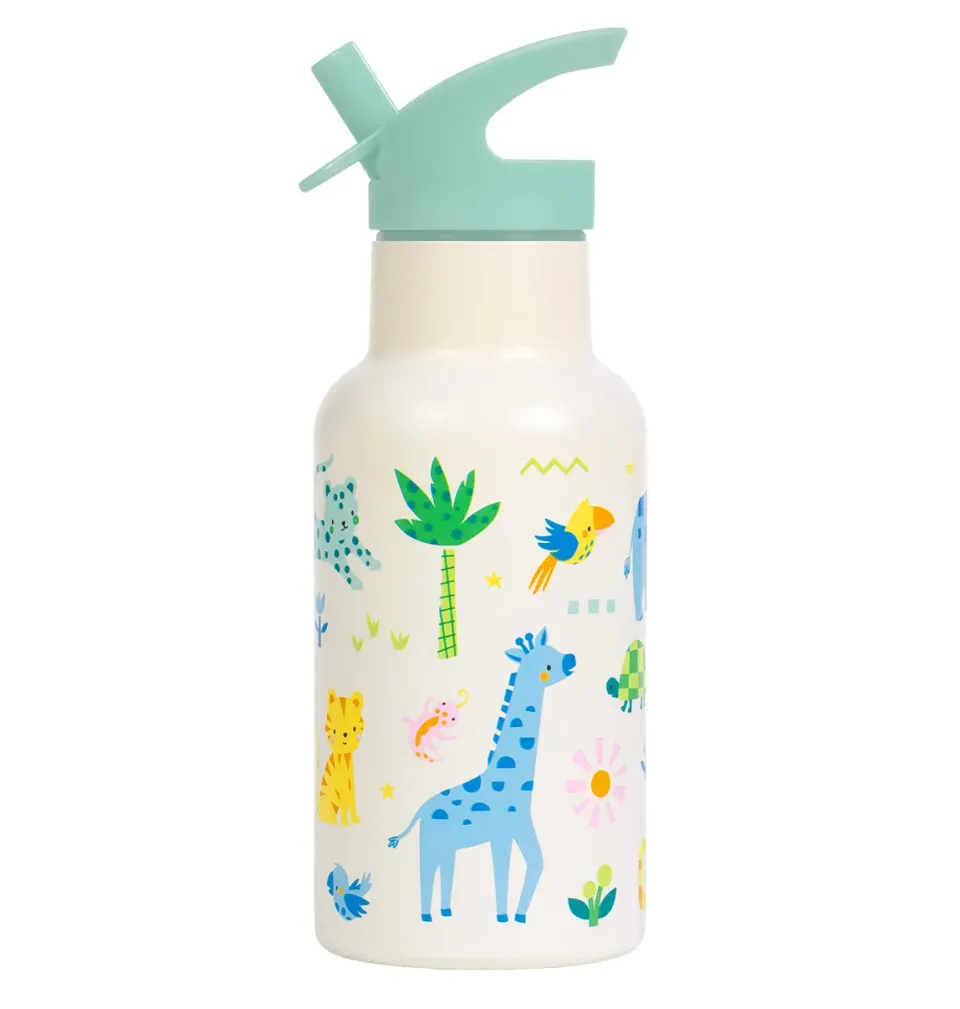 A Little Lovely Company Jungle RVS drinkfles 350 ml dubbelwandig