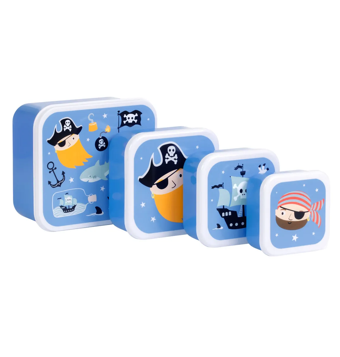 A Little Lovely Company Piraten lunchbox set 4-delig blauw
