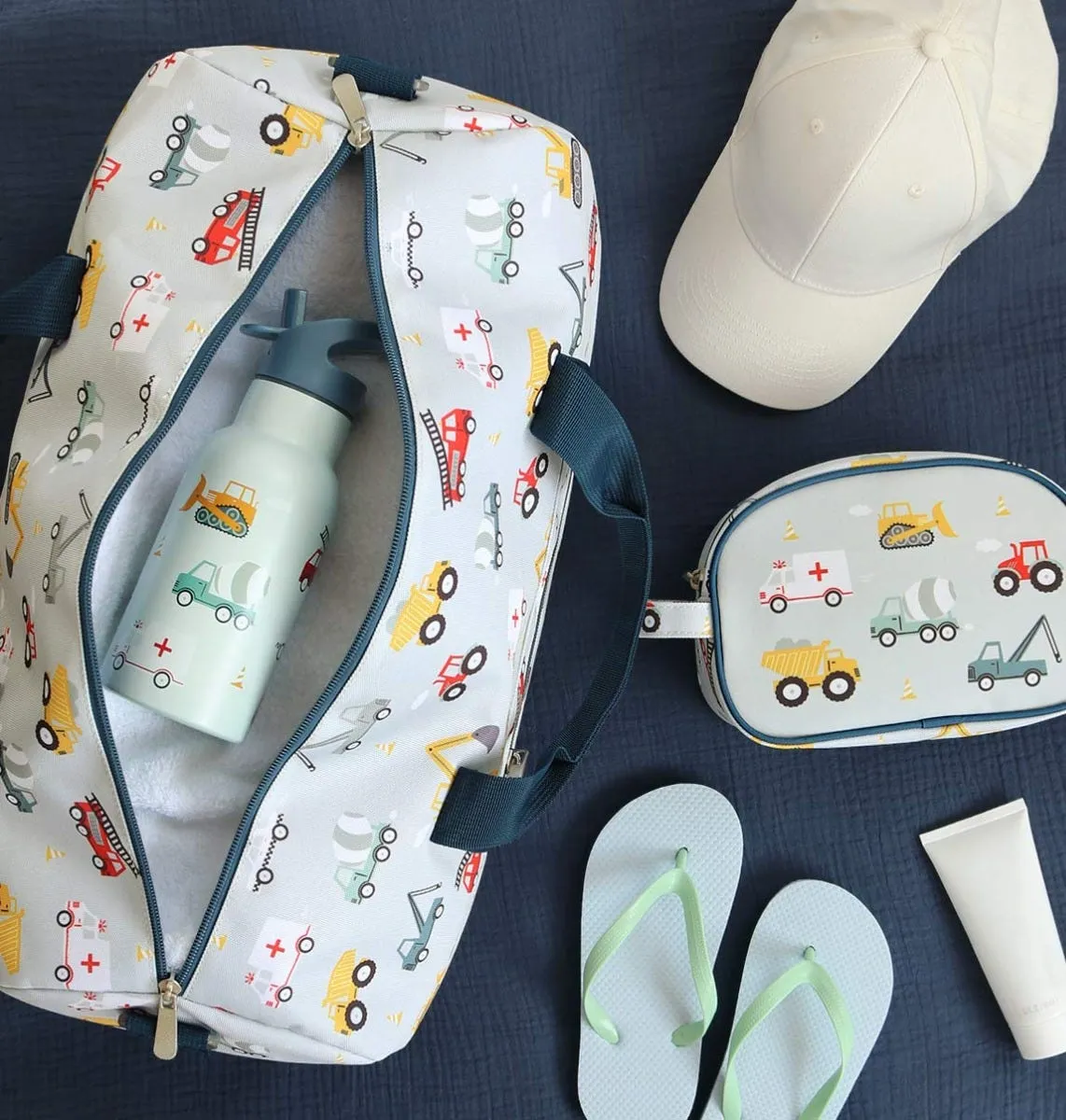 A Little Lovely Company Voertuigen weekendtas blauw handbagage