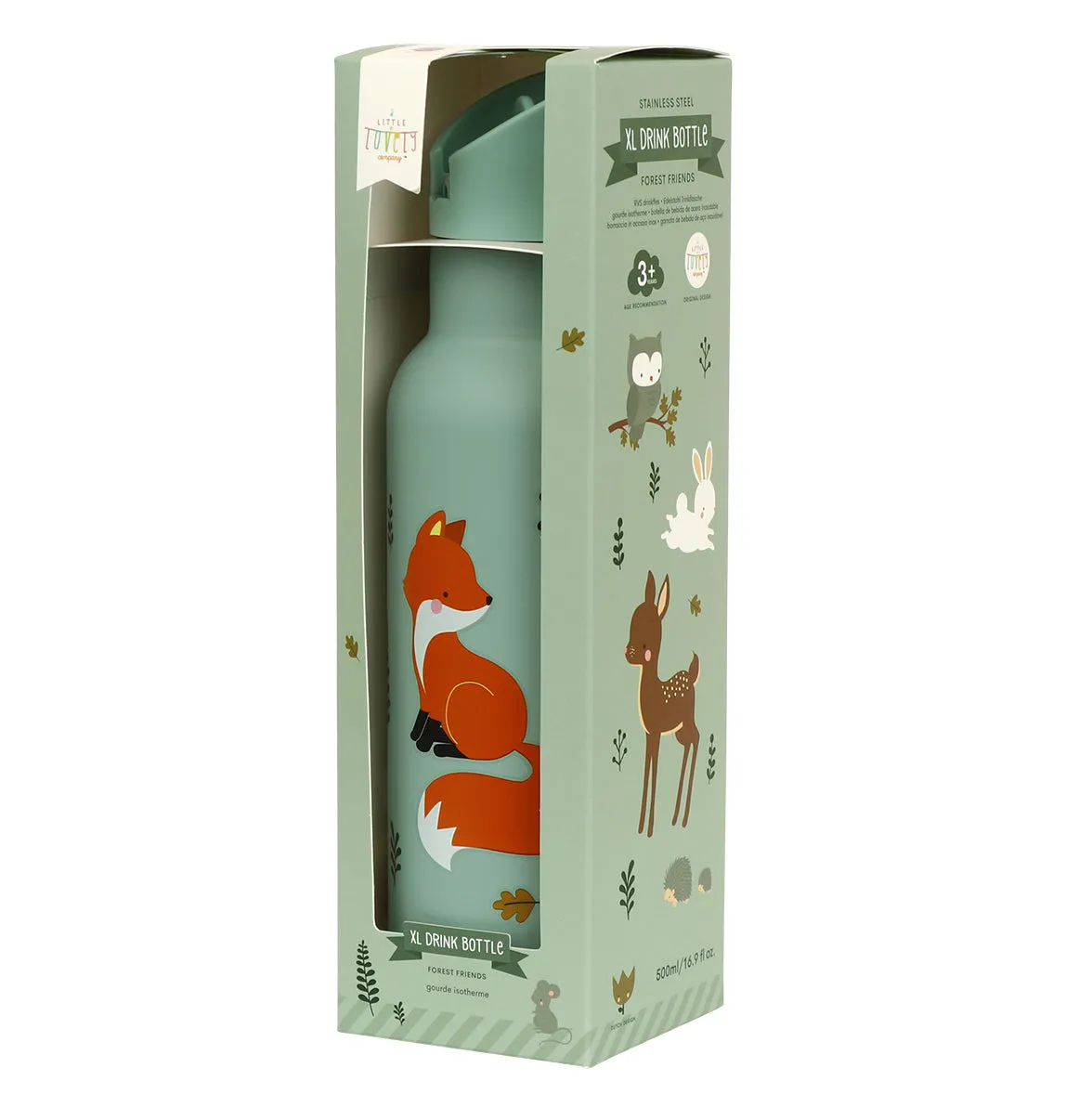 A Little Lovely Company Bosvriendjes XL drinkfles RVS 500 ml dubbelwandig