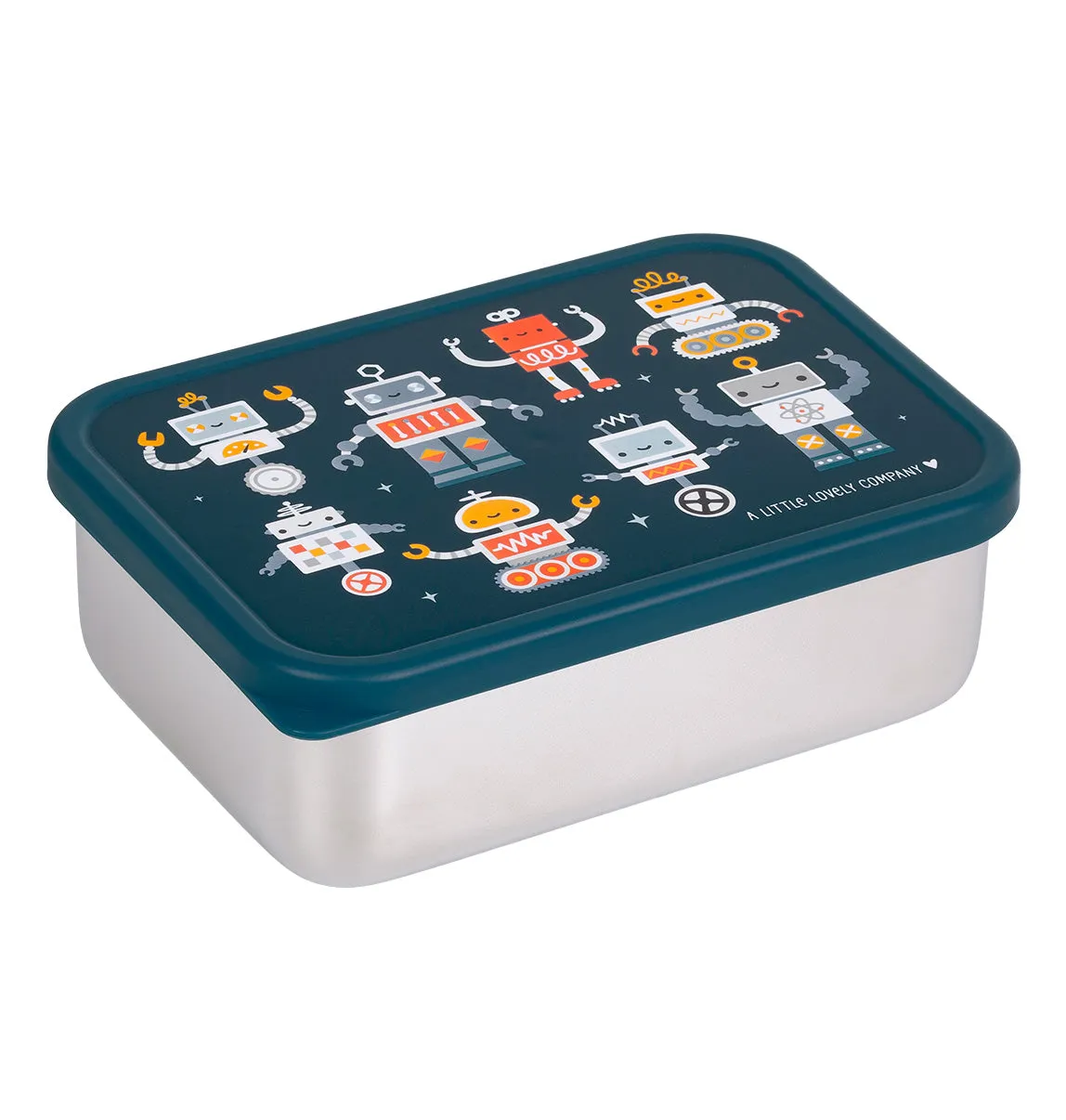 A Little Lovely Company Robots RVS lunchbox voor school