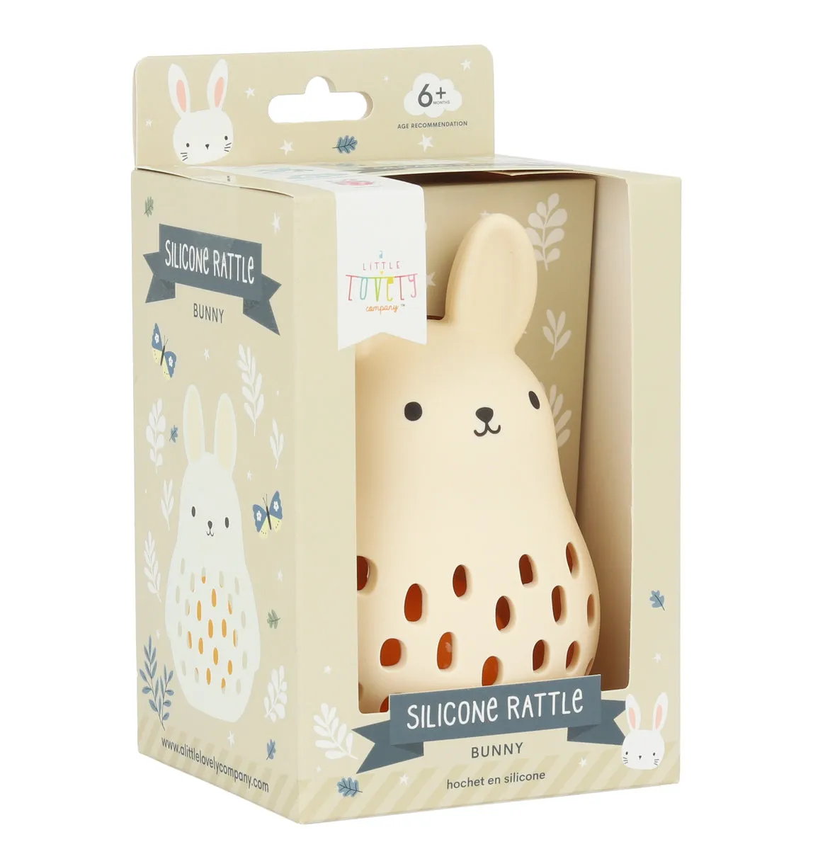 A Little Lovely Company Konijn siliconen rammelaar creme