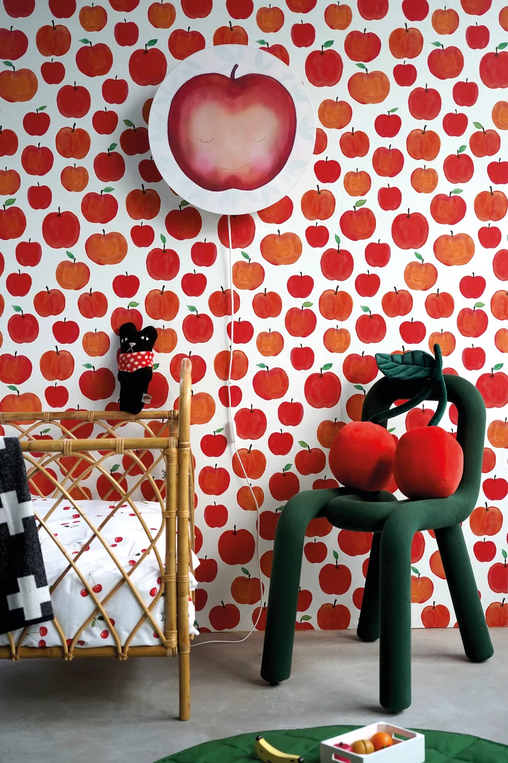 Hartendief Funky Appels vliesbehang rood PVC-vrij