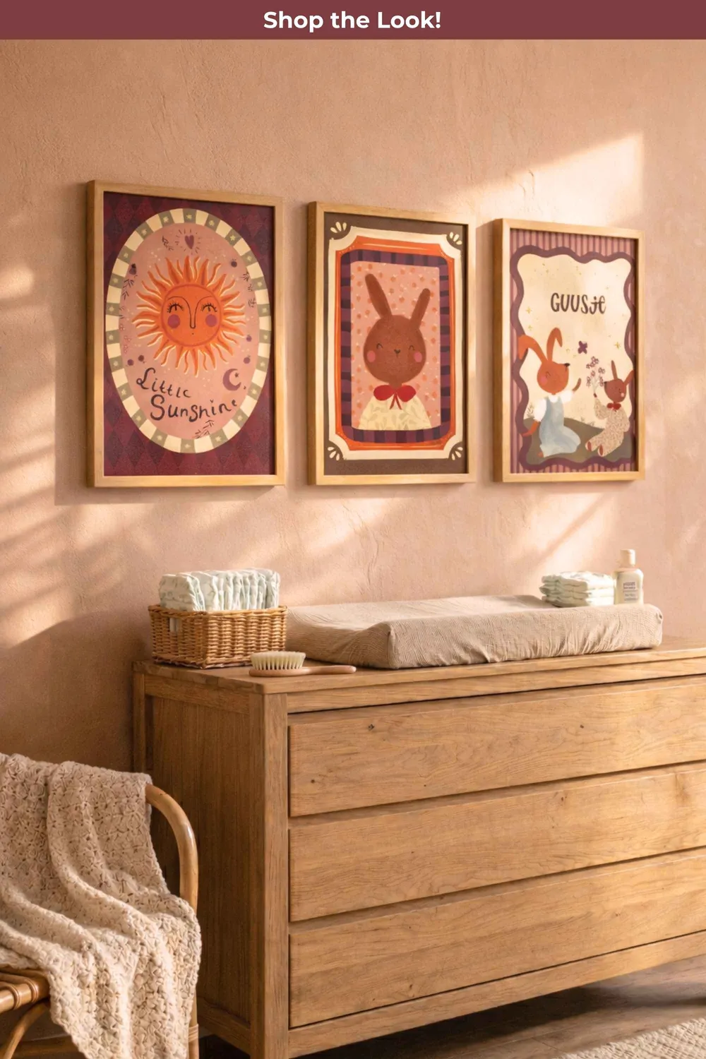 Lori & Cookie Kidsdeco Vrolijke zon poster A3 goudfolie