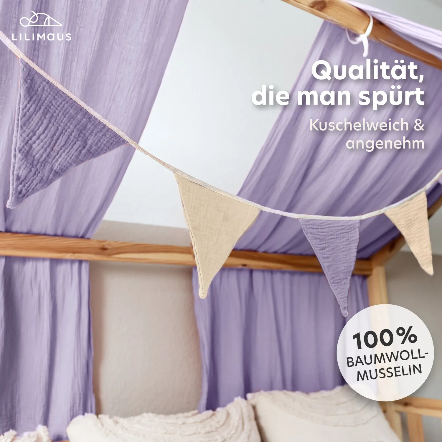 Lilimaus Wimpelketting Slinger Mousseline 300cm Creme