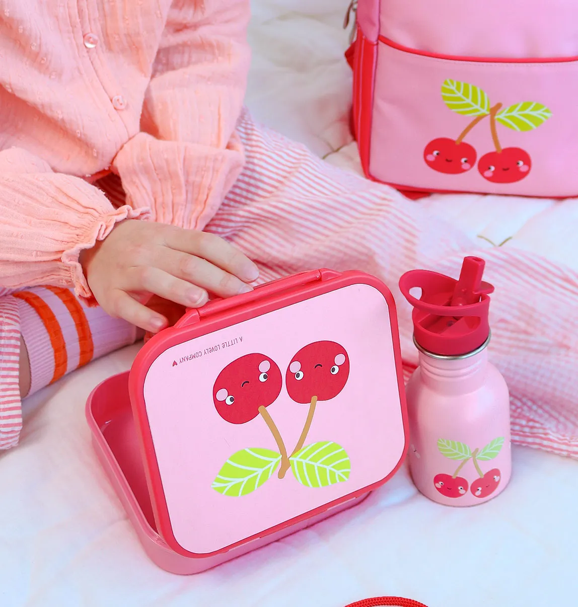 A Little Lovely Company Lunchbox Vrolijke Kersen 3-vaks