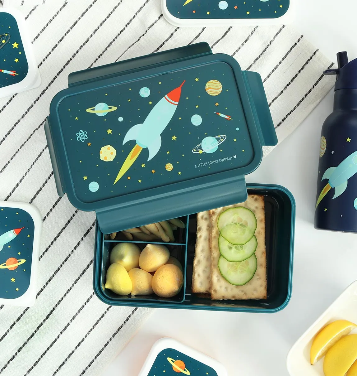 A Little Lovely Company Ruimte bento lunchbox blauw