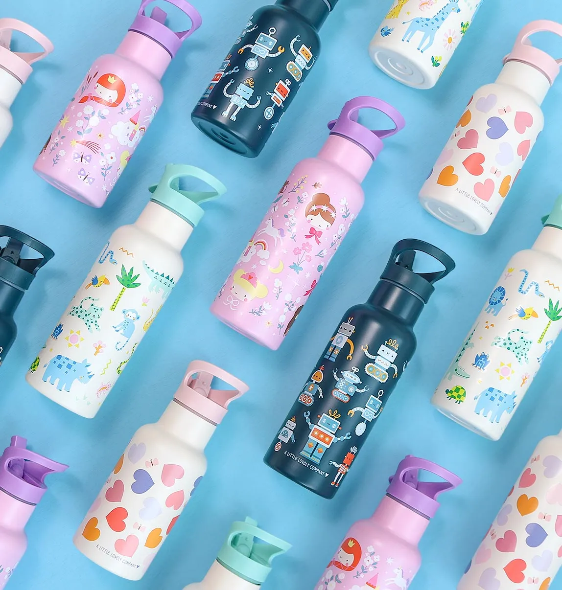 A Little Lovely Company Robots XL rvs drinkfles 500 ml